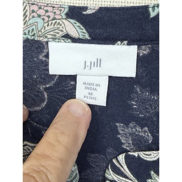 J.Jill Women's Tunic 3/4 Sleeves 3/4 Covered Buttons Floral Boho Sz M Petite - Picture 10 of 15